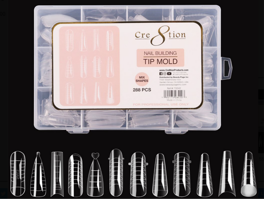 Cre8tion Nail Building Tip Molds - for poly gel