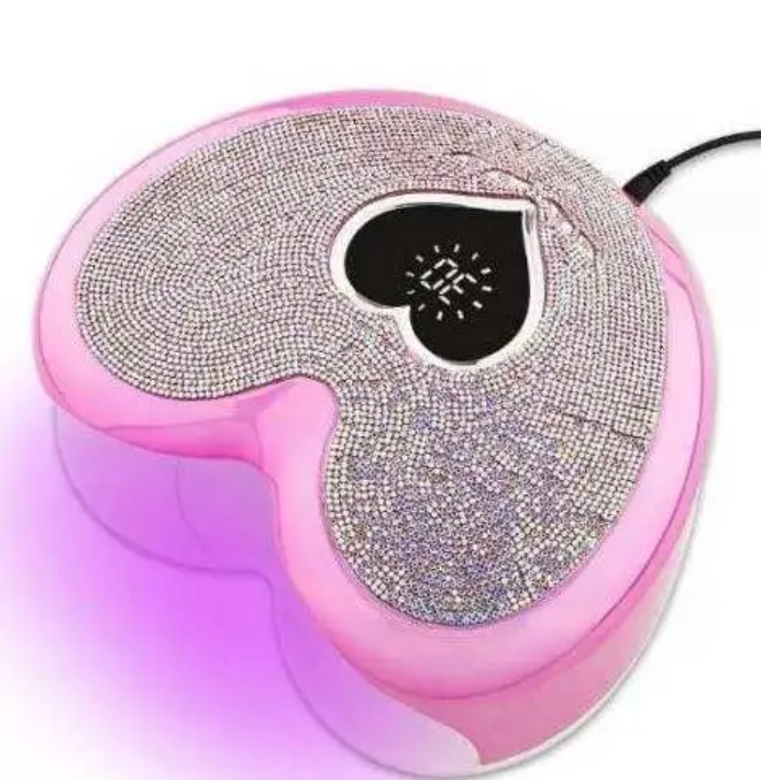 Pink Heart Shaped Rhinestone LED/UV Lamp