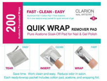 Load image into Gallery viewer, Clarion Pure Acetone Gel Remover Quik-Wrap
