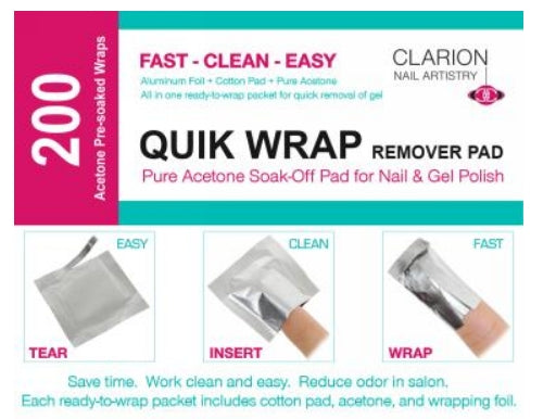 Clarion Pure Acetone Gel Remover Quik-Wrap