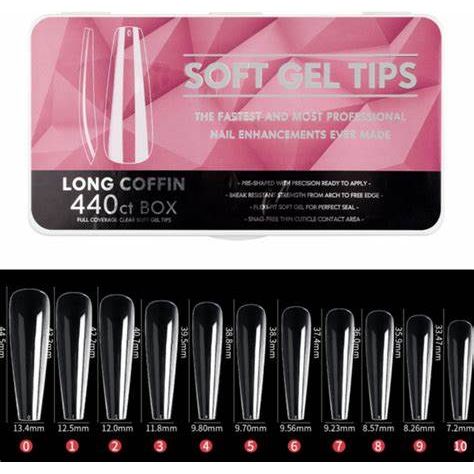 Soft Gel Tips - Long Coffin 440ct Box